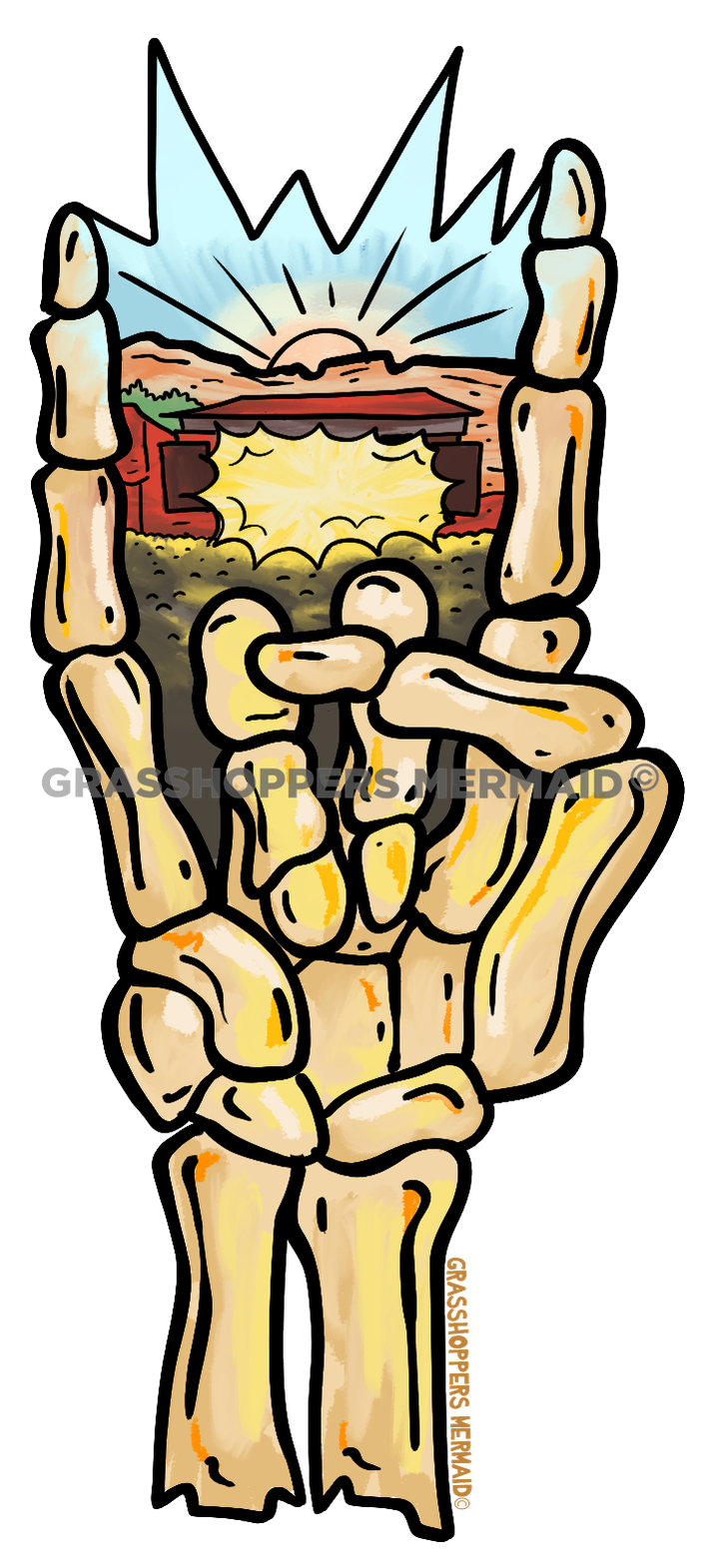 Watercolor Skeleton Hand