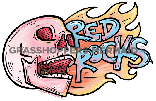 Watercolor Red Rocks Skull
