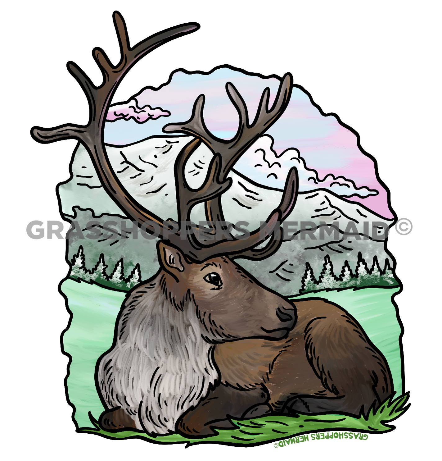 Watercolor Reindeer