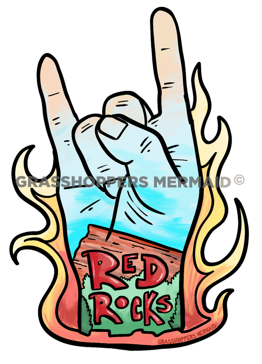Watercolor Rock On Hand