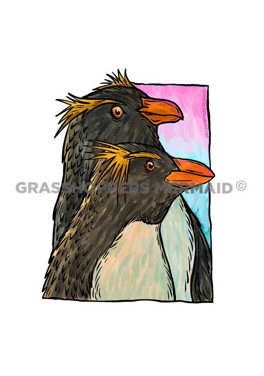 Watercolor Rockhopper Penguin
