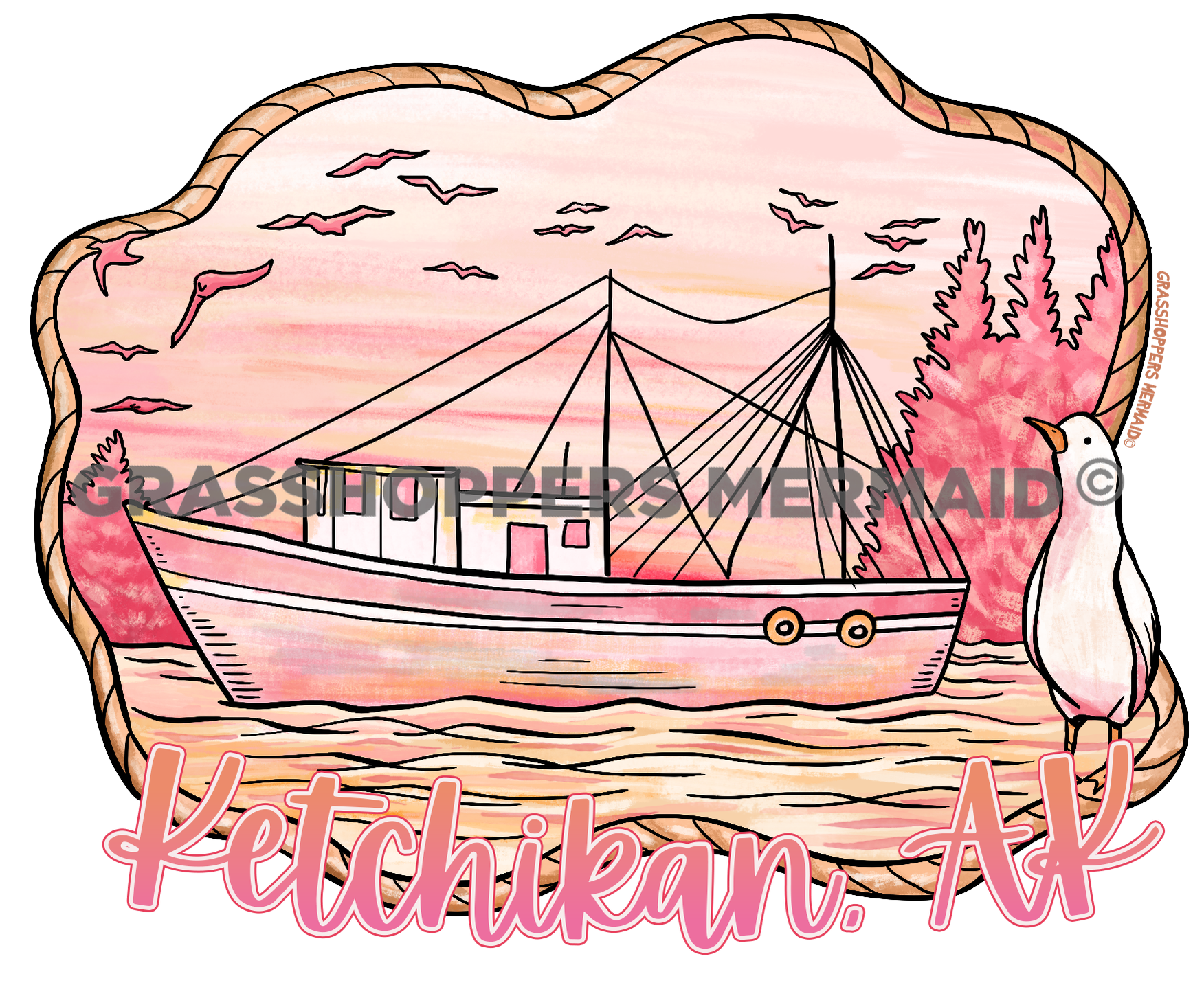 Watercolor Shrimpy Boat