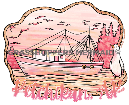 Watercolor Shrimpy Boat