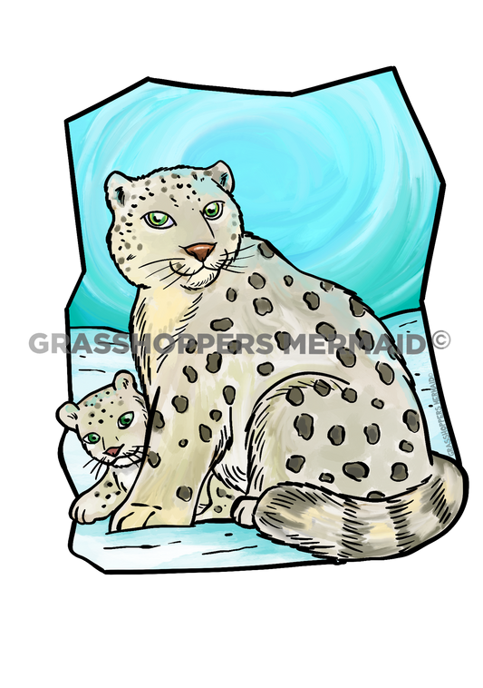 Watercolor Snow Leopard