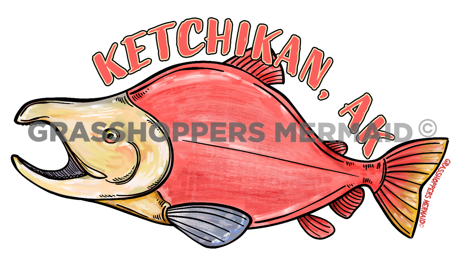 Watercolor Sockeye Salmon