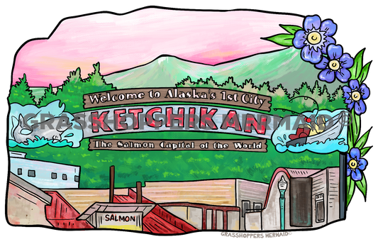 Watercolor Welcome to Ketchikan