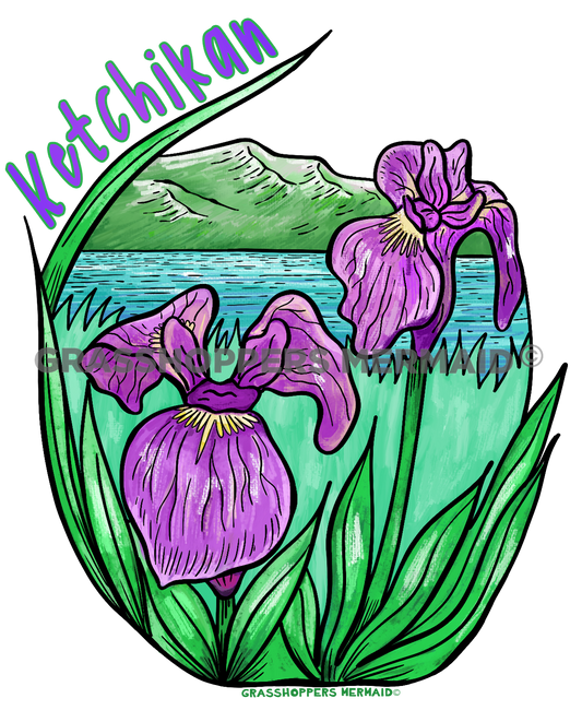 Watercolor Wild Alaskan Iris