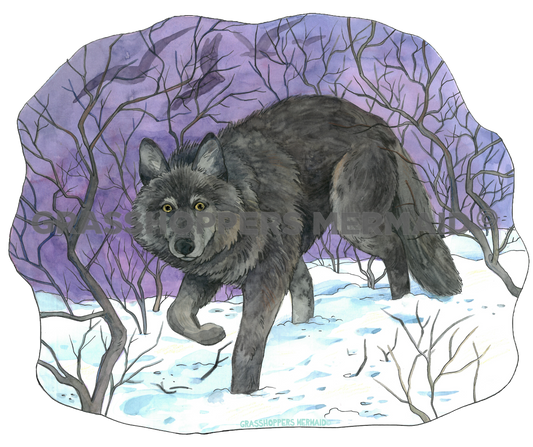 Watercolor Wolf Snowday