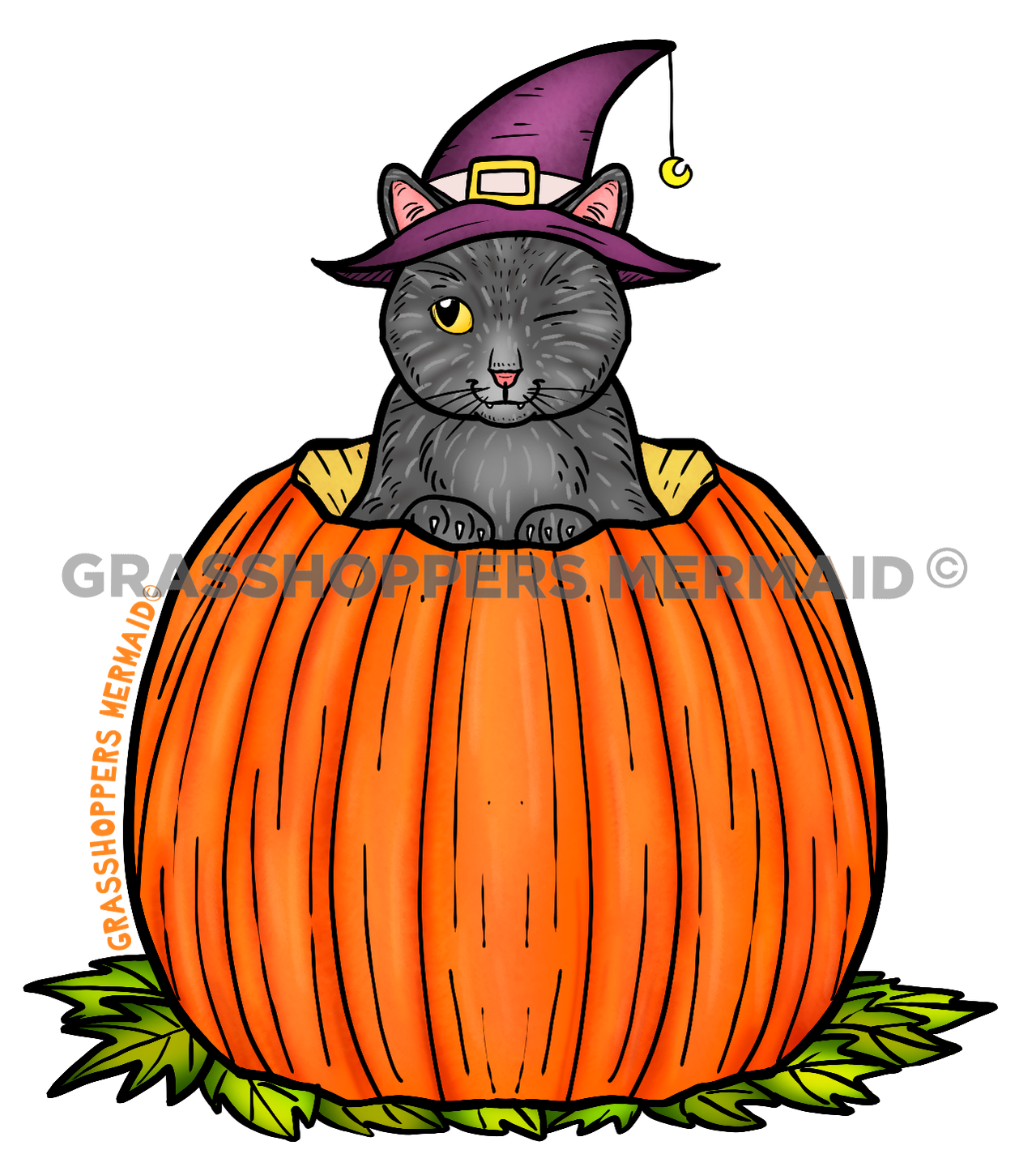 Winking Pumpkin Cat