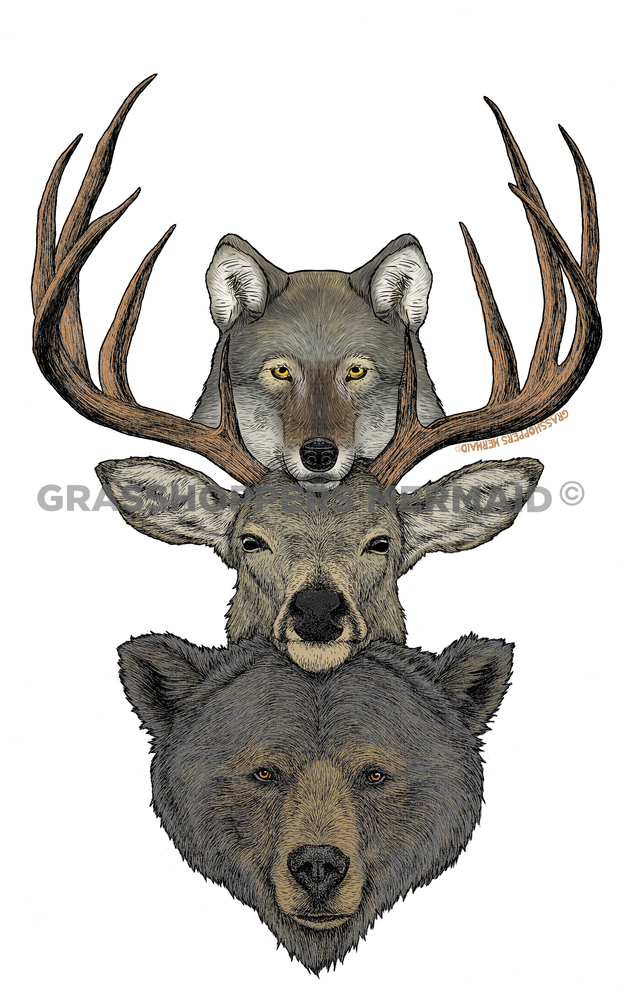 Wolf, Deer & Bear Totem