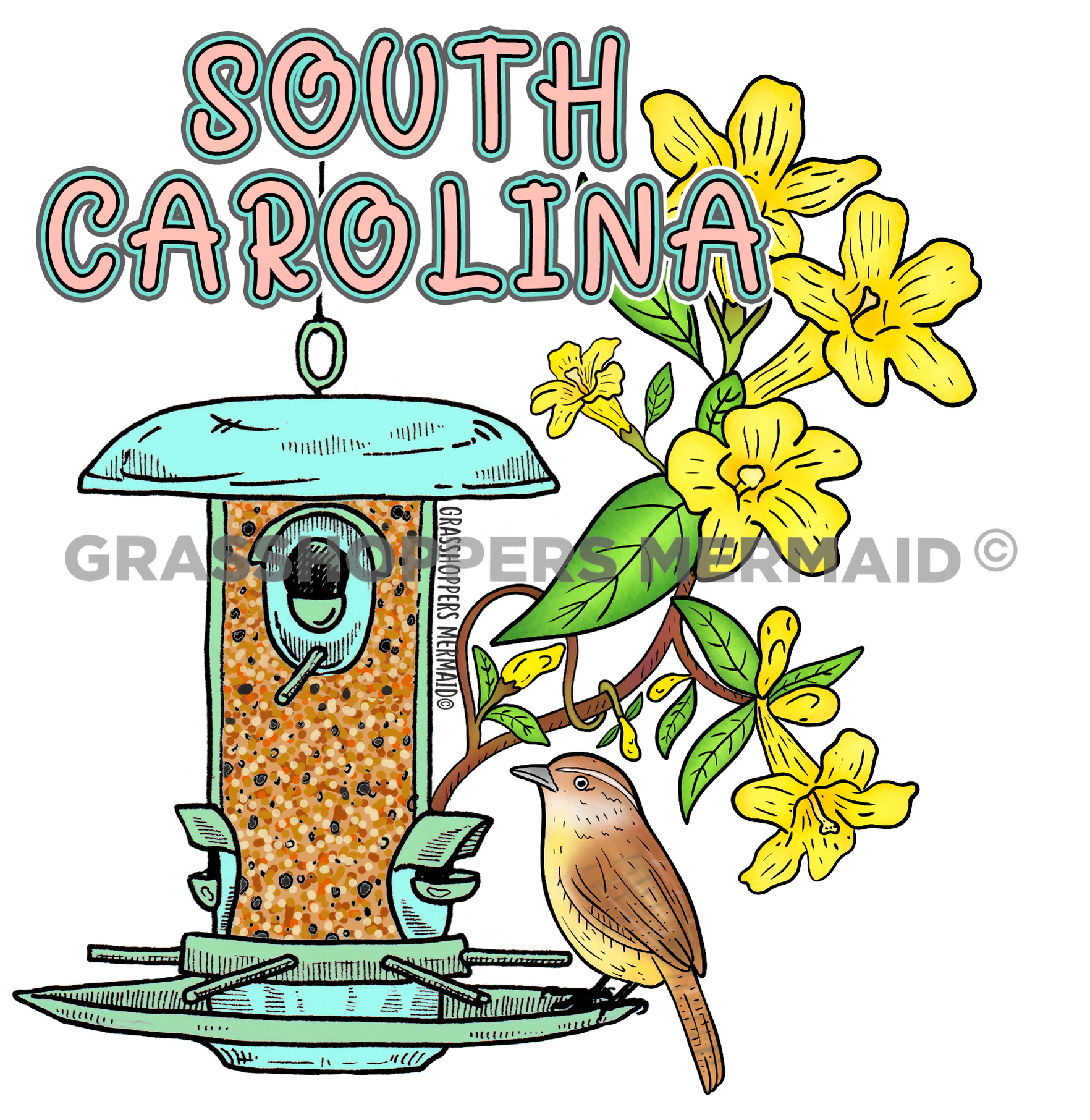 Yellow Carolina Wren Feeder