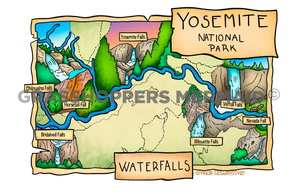 Yosemite Waterfalls Map