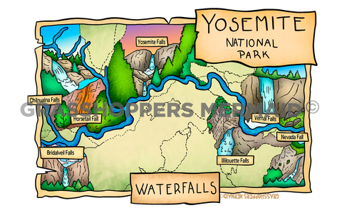 Yosemite Waterfalls Map