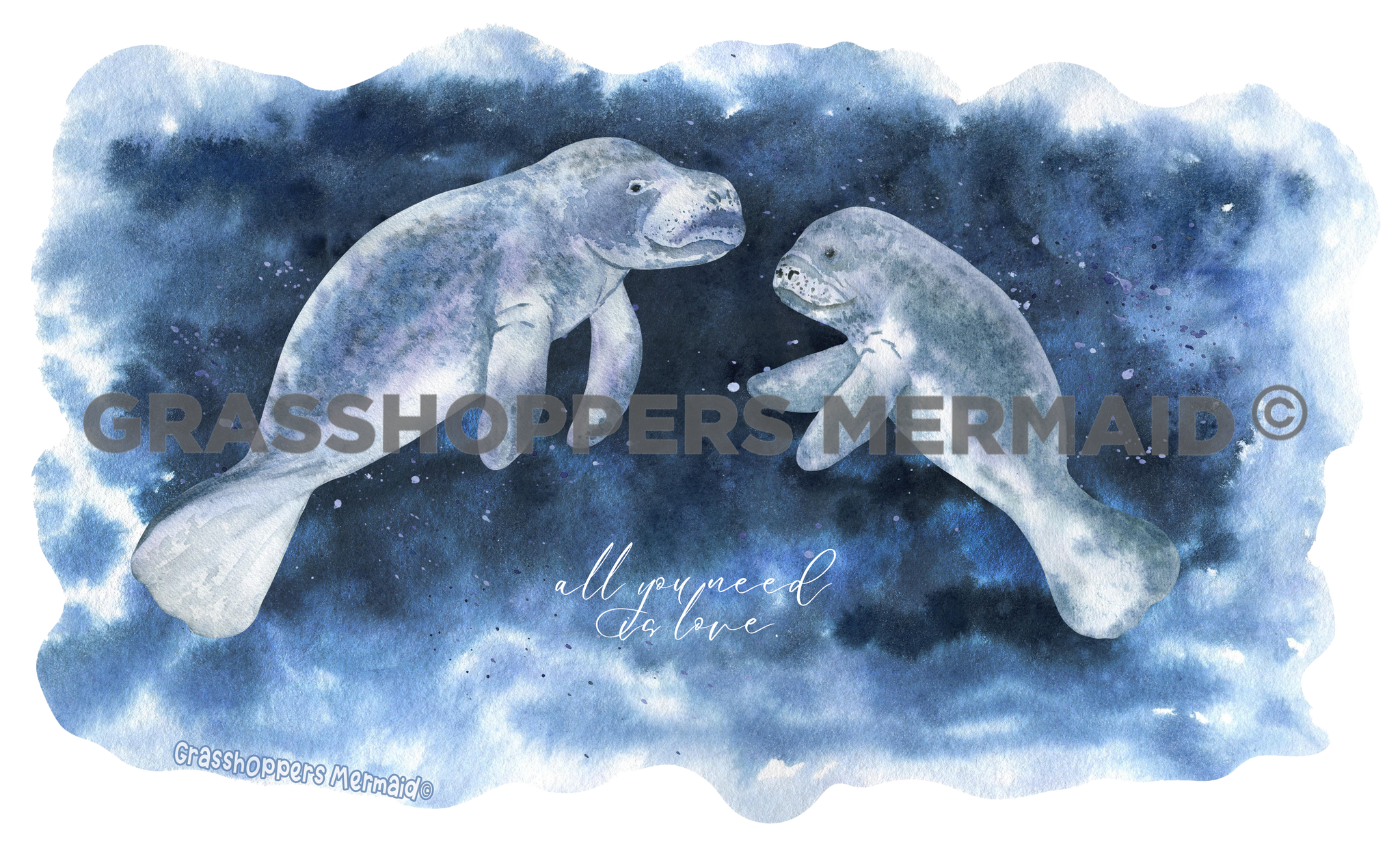 Watercolor Manatees