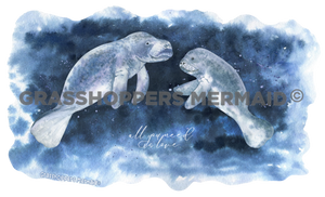 Watercolor Manatees