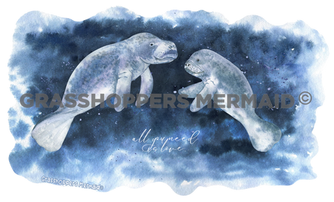 Watercolor Manatees