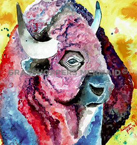 Watercolor Bison
