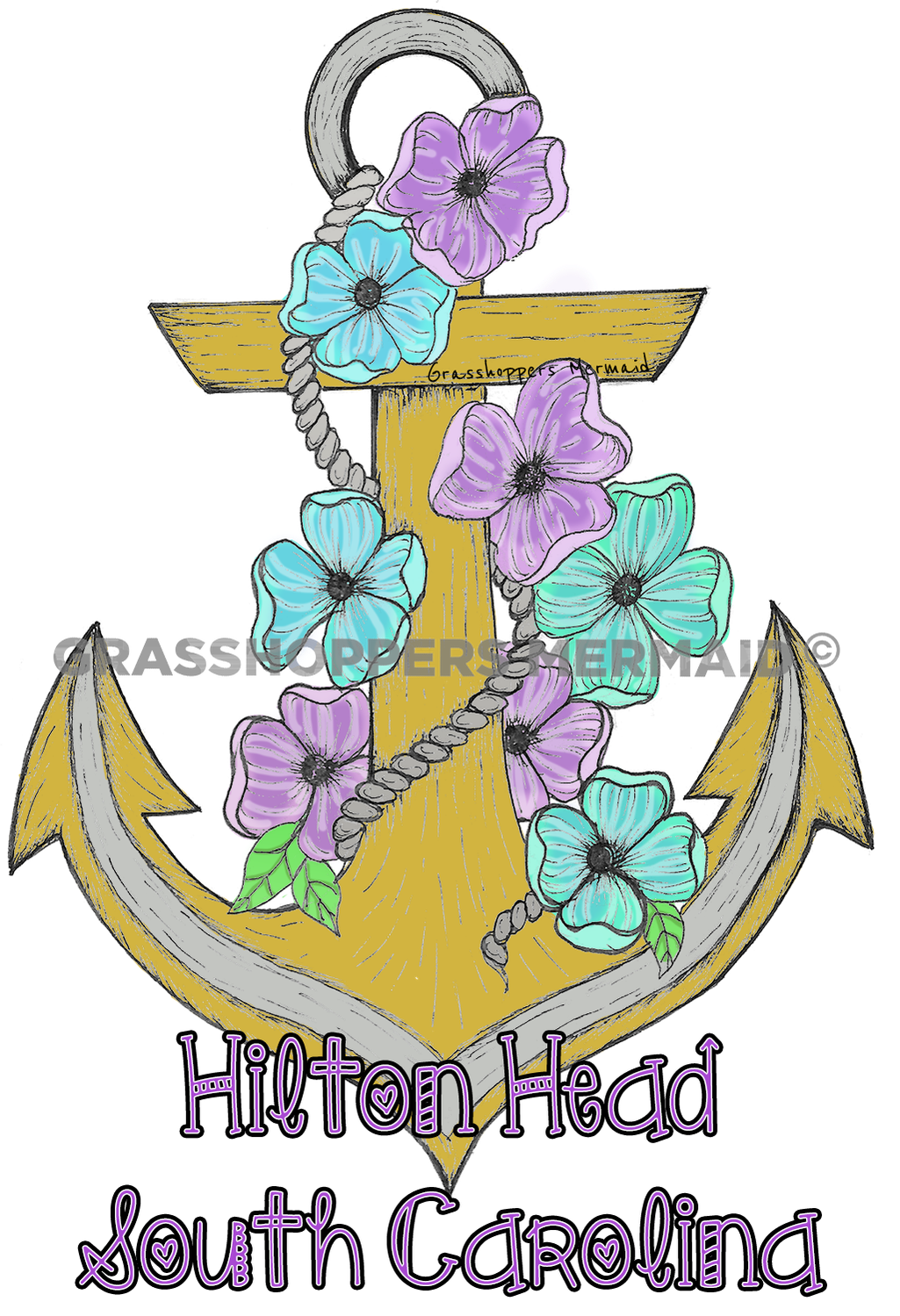 Flower Anchor - Floral Nautical Sticker