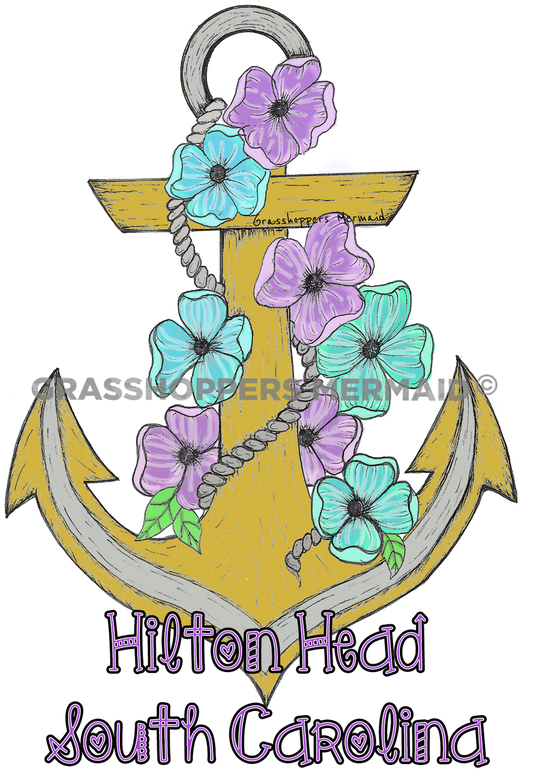 Flower Anchor - Floral Nautical Sticker