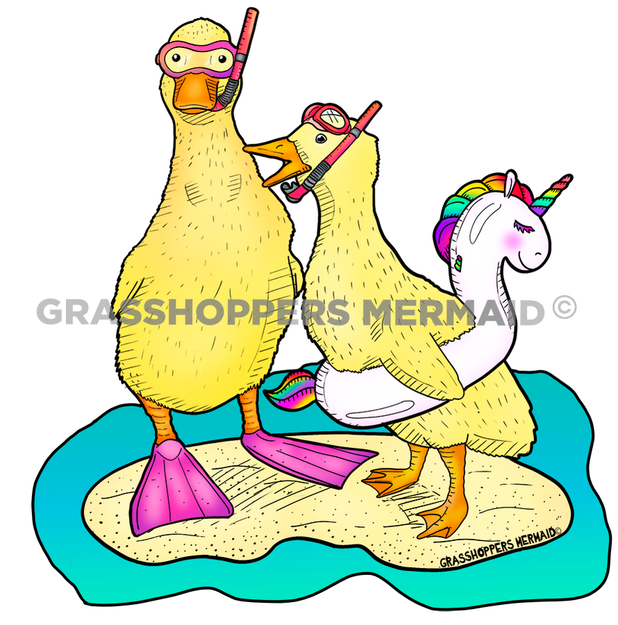 Snorkeling Duckies - Swimming Bird Sticker