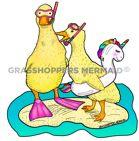 Snorkeling Duckies - Swimming Bird Sticker