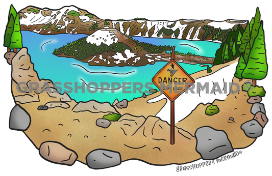 Wizard Island Danger Sign
