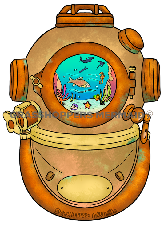 Vintage Scuba Helmet - Deep Sea Diver Sticker