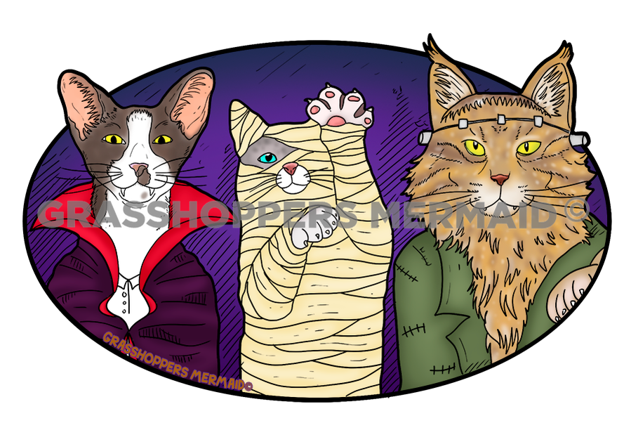Halloween Cat Trio