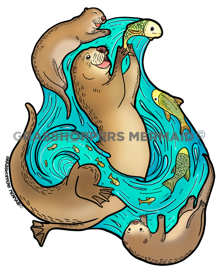 River Otter Playtime Sticker