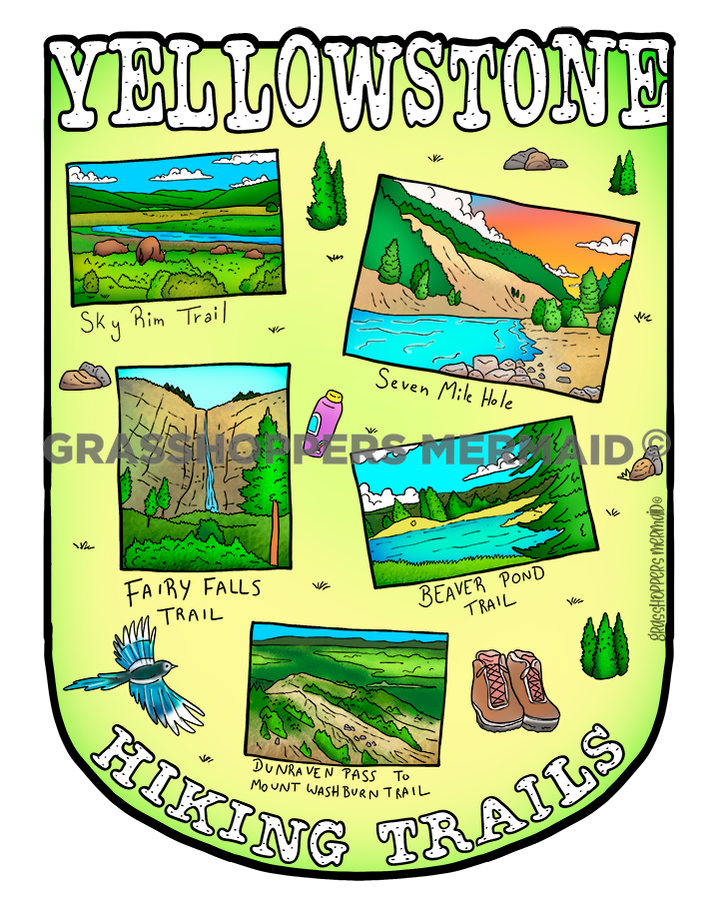 Yellowstone Hiking Collage