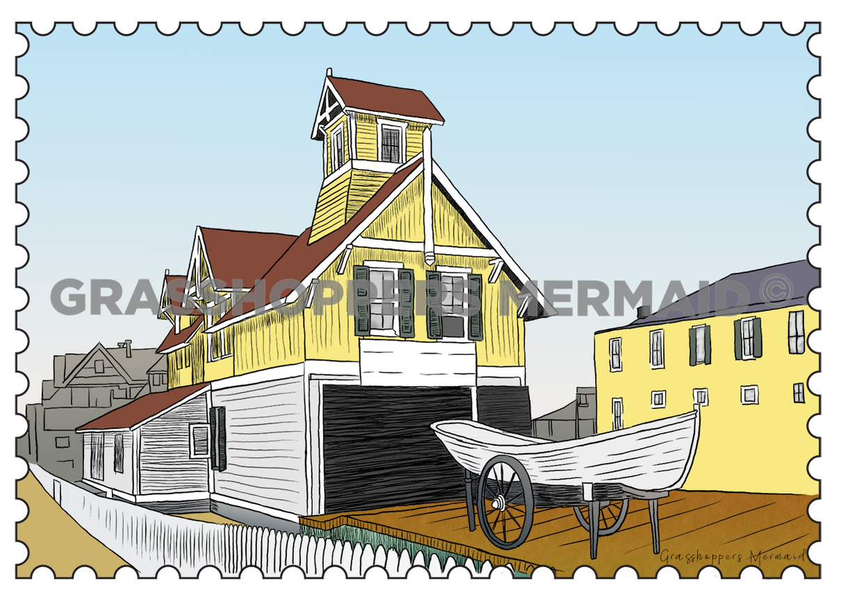 Vintage Beach House Stamp