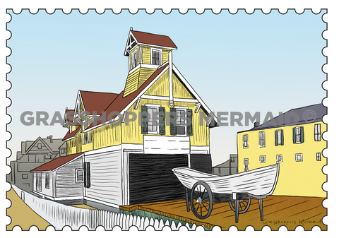 Vintage Beach House Stamp