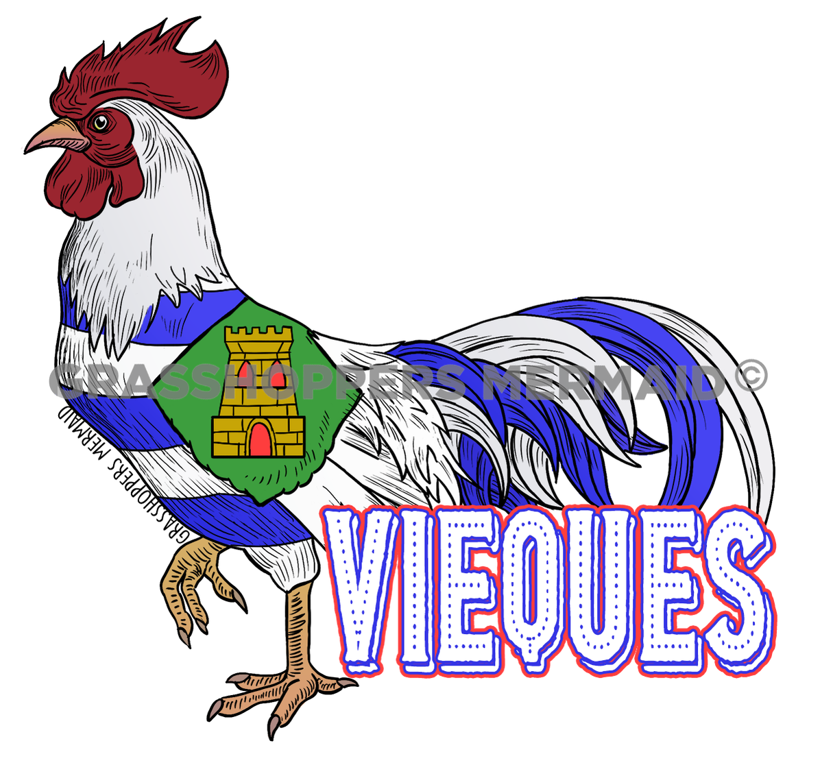 Vieques Rooster Flag