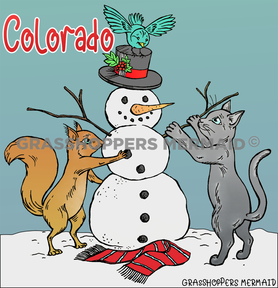 Snowman Building Friends
