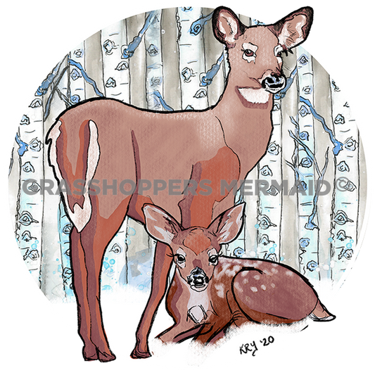 Deer in Birch Forest