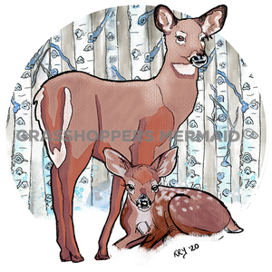 Deer in Birch Forest