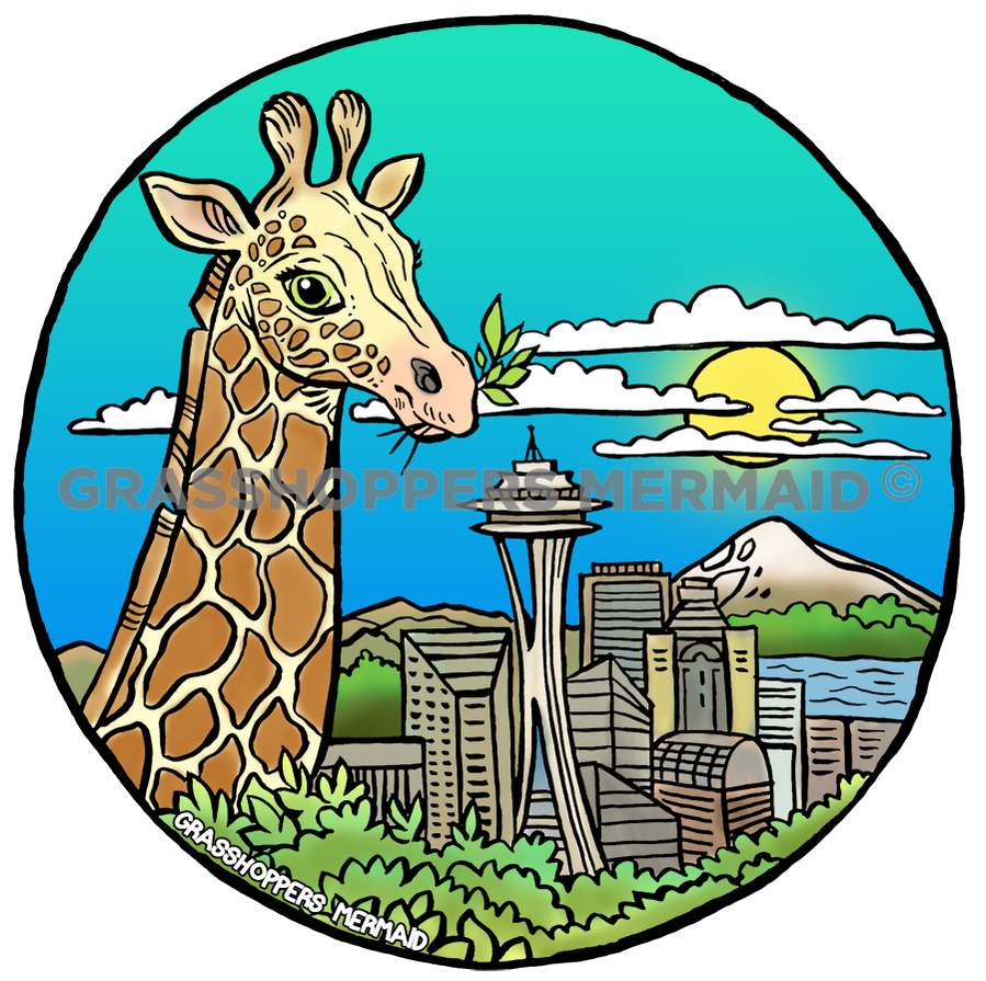 Seattle Skyline Giraffe