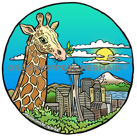 Seattle Skyline Giraffe